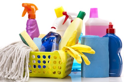 Cleaner maintaining reception and shared office areas in Knightsbridge