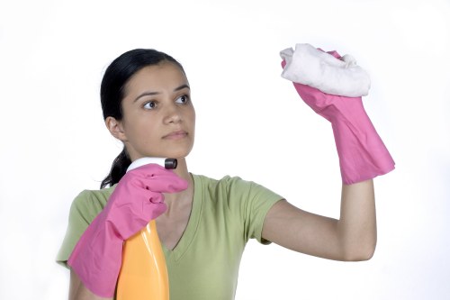 Charity reuse partnership showing recovered cleaning supplies and textiles